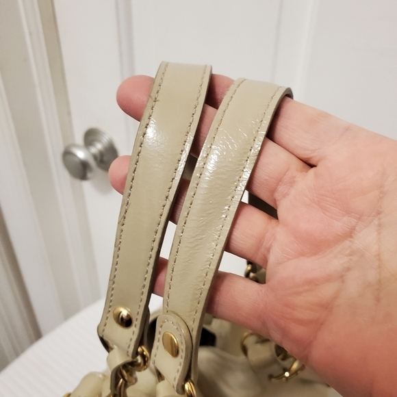 Adrienne Vittadini Beige and goldtone Tote Patent Leather/Suede Combo - Picture 2 of 11